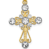 14kt Two-Tone Gold 1in Diamond-cut Scroll Cross Pendant