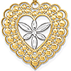 14k Two-tone Gold 7/8in Beaded Heart and Flower Pendant