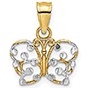 14kt Two-Tone Gold 16mm Butterfly Cut-Out Pendant 