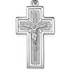 14k White Gold 3/4in Crucifix on Cross Pendant