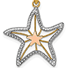 14kt Three-Tone Gold 7/8in Cut-Out Starfish Pendant
