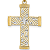 14k Two-Color Gold Cut-Out Fancy Cross Pendant 1in