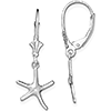 14k White Gold Mini Dancing Starfish Leverback Earrings
