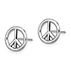 14k White Gold Polished Peace Sign Earrings