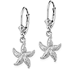 14kt White Gold Starfish Leverback Earrings