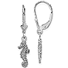 14kt White Gold Seahorse Leverback Earrings