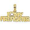 14k Yellow Gold I Love My Firefighter Pendant