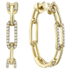 14k Yellow Gold .33 ct tw Diamond Chain Link Hoop Earrings