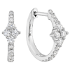 14k White Gold .38 ct tw Diamond Cluster Hoop Earrings