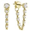 14k Yellow Gold .23 ctw Diamond Chain Front to Back Hoop Dangle Earrings