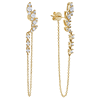 14k Yellow Gold .75 ct tw Diamond Cascade Chain Front to Back Earrings