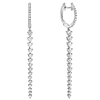 14k White Gold 1.48 ct tw Diamond Hoop and Line Dangle Earrings