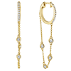 14k Yellow Gold .51 ct Diamond Single Chain Station Hoop Earrings