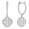 14k White Gold Octagonal 1.3 ct tw Diamond Dangle Earrings