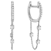 14k White Gold .51 ct Diamond Chain Link 3-Station Hoop Earrings