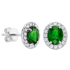 14k White Gold 1.59 ct tw Oval Emerald and Diamond Halo Earrings