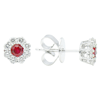 14k White Gold .24 ct tw Round Ruby and Diamond Halo Earrings