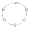 14k White Gold 7mm Freshwater Cultured Pearl Five Station Tin Cup Bracelet