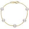 14k Yellow Gold 7mm Freshwater Cultured Pearl Five Station Tin Cup Bracelet