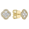 18k Yellow Gold .42 ct tw Diamond Clover Cluster Stud Earrings