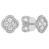 18k White Gold .42 ct tw Diamond Clover Cluster Stud Earrings
