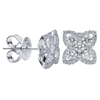 18k White Gold .94 ct tw Diamond Clover Stud Earrings