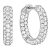 18k White Gold 3.0 ct tw Diamond Inside Outside Pave Hoop Earrings