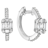 18k White Gold .50 ct tw Baguette and Round Diamond Hoop Earrings