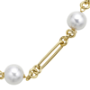 14k Yellow Gold 9mm Freshwater Cultured Pearl Station Tin Cup Necklace with Mixed Links 36in