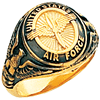 14k Yellow Gold U.S. Air Force Signet Ring with Black Enamel