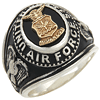 Sterling Silver Antiqued Black Onyx US Air Force Ring with Gold Emblem