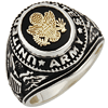Sterling Silver Antiqued Black Onyx US Army Ring with Gold Emblem
