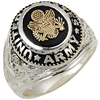Sterling Silver Black Onyx United States Army Ring with Gold Emblem