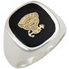 Sterling Silver Black Onyx United States Navy Ring with Smooth Sides
