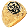 10k Yellow Gold United States Army Ring with Star Bezel