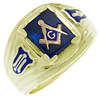 14k Yellow Gold Masonic Ring with Shield Accents