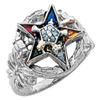 14k White Gold Past Matron Eastern Star Ring with Open Wreath Top