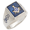 Sterling Silver Masonic Ring with Outlined Emblems