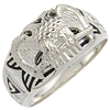 Sterling Silver Scottish Rite Double Eagle Ring with Antiqued Top