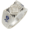 Sterling Silver Masonic Ring with Curved Top and Concave Sides