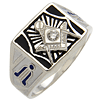 Sterling Silver Masonic Ring with CZ Accent and Starburst Top