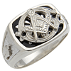 Sterling Silver Masonic Ring with Fancy G and Starburst Top