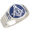 Sterling Silver Blue Enamel Masonic Ring
