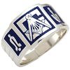 Sterling Silver Blue Enamel Wide Masonic Ring