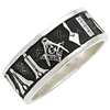 8mm Masonic Wedding Band with Working Tools Sterling Silver