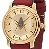 Gold Tone Bulova Masonic Watch with Red Leather Strap