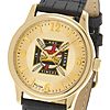 38mm Gold-tone Bulova Knights Templar Watch with Black Leather Strap