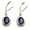 2.9 CT Amethyst Earrings with Diamonds - 14kt White Gold