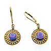 1.68 CT Amethyst Earrings with Diamonds - 14kt Yellow Gold