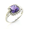 3.25 CT Amethyst Ring with Diamonds - 14kt White Gold